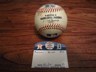 George Springer Houston Astros Game Baseball 8/22/2019 Vs Tigers Zimmermann