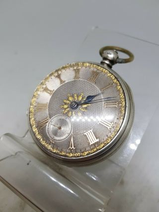 Fancy Antique Solid Silver Gents Fusee Pocket Watch Ticks 1878 Ref784