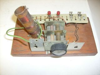 Antique Crystal Radio Part Vintage Wooden Base - Vintage Project Tuner