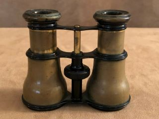 Lemaire Vintage Binoculars French Antique Opera Glasses Brass Small 3 X 4 "