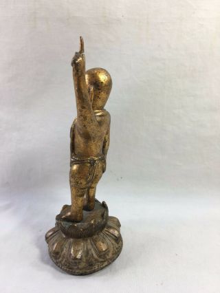 Antique Asian gilt bronze figure of an infant boy buddha 3