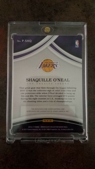 Shaquille o ' neal auto patch 2016 - 17 Immaculate 8/34 2