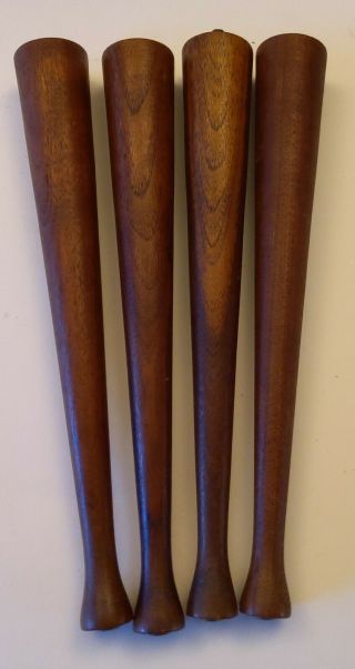 Set 4 Vintage Mid Century Modern Tapered Wood Walnut Table Legs 12 1/2 " Screw On