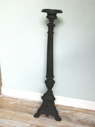 Huge Antique Vintage Cast Iron Candle Stick W/