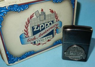 Vintage Zippo 1932 - 1992 60th Anniversary Cigarette Lighter - Boxed With Tin
