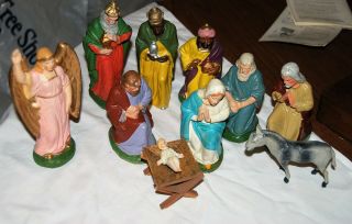 Vintage Made In Germany 10 Piece Nativity Set 6 " Tall
