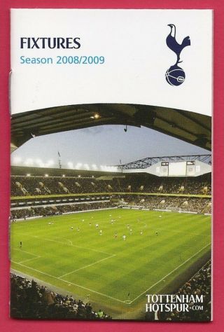 Tottenham Hotspur Fc 2008 - 09 Fixtures Schedule Booklet – Soccer Football