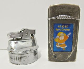 2 Vintage Lighters - Santa Claus/military & Table Top Insert