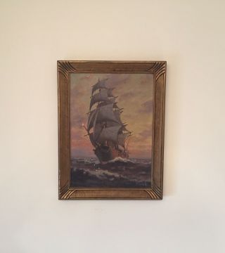 Antique T Bailey Nautical Maritime Ship Seascape Cape Ann Oil Painting