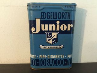 Vintage Edgeworth Jr.  Pocket Tobacco Tin - Antique - Pipe - Cigarette - Advertising