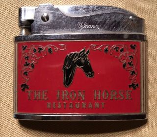 Vintage Vulcan Flat Advertising Lighter The Iron Horse Restaurant