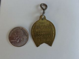 Vintage 1931 Brass Mcdonough County Illinois Dog Tax Tag License