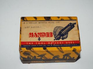 Vintage Handee Rotary Tool Bits 1/8 " Mandrels 3 Chicago Mounted Wheel Set