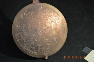 Old Vtg.  5 1/2 " Engraved Brass Pendulum Weight Driven German Clock 25 " Long