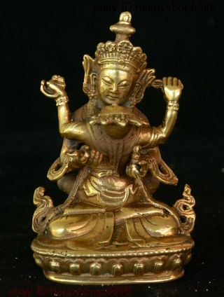 Old Tibetan Buddhism Temple Brass Copper Vajra Mandkesvara Yab - Yum Buddha Statue
