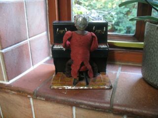 Rare Antique French Musical Automaton Fernand Martin Pianist Tinplate Tin Toy