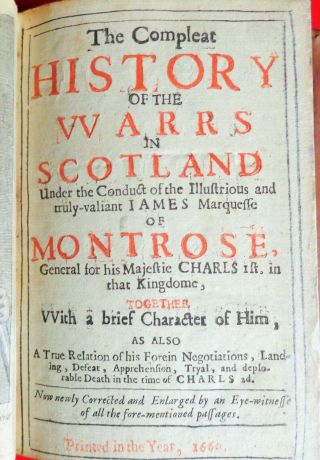 Rare Antique Book 1660 War In Scotland