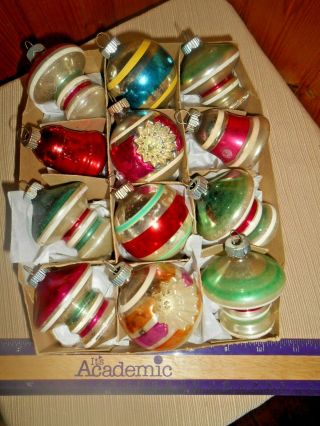 Vintage Small Shiny Brite Glass Christmas Ornament Box Ufo 