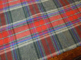 Vintage Tartan Plaid Wool Fabric Remnant 66 " Wide X 26 " Long Gray Red Green Blue