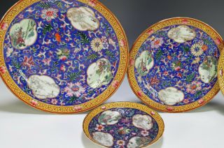 Group of Old Chinese Enameled Porcelain Plates with Great Color 2