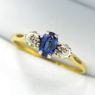 Antique 18ct Yellow Gold And Platinum,  Sapphire & Diamond Ring N 