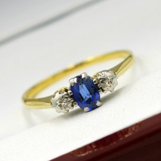 Antique 18ct Yellow Gold and Platinum,  Sapphire & Diamond Ring N ' 2