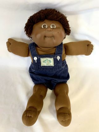 Vtg 1986 Coleco African American Black Cabbage Patch Kids Doll With Cpk Bibs 16 "