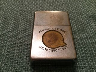 1959 Zippo — “amphibious Force — U.  S.  Pacific Fleet” Front And Back Engraving