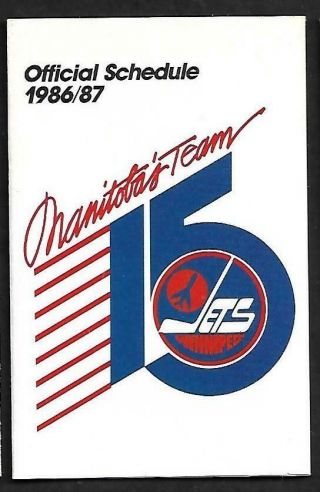 Winnipeg Jets 1986 - 87 Schedule,  Nhl Hockey,  4 Page Fold Out,  2 1/2 " X 3 3/4 "