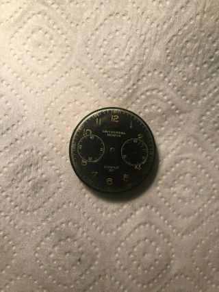 Universal Compur Chronograph Vintage Military Ww2 40s Wristwatch Dial - Movement