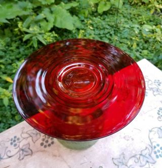 Vintage Ruby Red Art Glass Candle Plate 11 