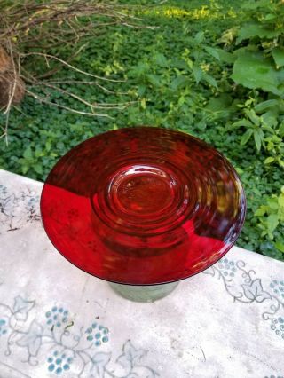 Vintage Ruby Red Art Glass Candle Plate 11 