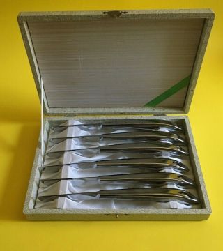 Vintage Set Of 6 Stainless Steel Steak Knives W/ Box Made In Japan