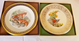 Vintage Lenox Boehm Woodland Wildlife Plates 1974 Red Foxes 1977 Robin 2