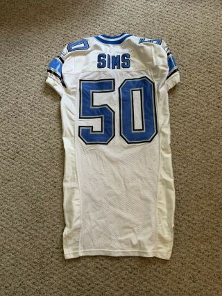 Detroit Lions Ernie Sims Team Game Issued Away Nylon Jersey Sz 46,  4 Berlin Wi