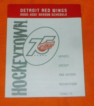 2000/01 Detroit Red Wings Hockey Pocket Schedule Powerade Version