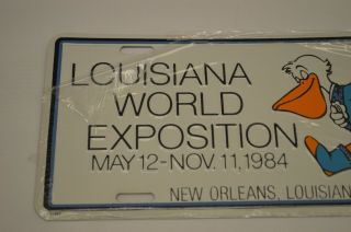 VINTAGE RARE 1984 WORLD ' S FAIR SEYMOUR THE PELICAN LICENSE PLATE OLD ORLEANS 2