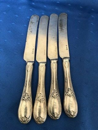 Olive Pattern Coin Silver Knives Set Of 4 By Albert Coles,  Ny Antique