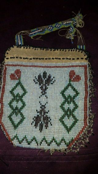 Antique Leather Beaded Bag Plains Native American Indian
