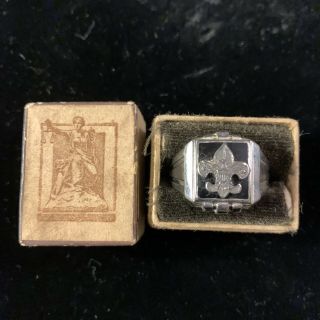 Vintage Boy Scouts Bsa Sterling Silver Eagle Scouts Ring With Box Sz 11