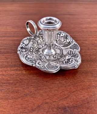 Gorham Co.  Sterling Silver Floral Repousse Chamberstick: No Monogram