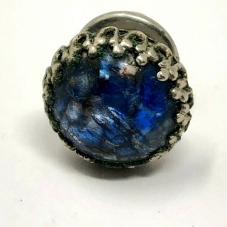 Vintage Blue And Black Stone And Silver Tone Tie Tack (1920s - 40s)