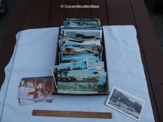 Vintage Box Of Old Postcards Chrome Fancy Linen Views Motels Ships Weigh 4 Lb 10
