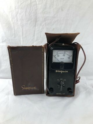 Vintage Rare Simpson Model 371 Volt Meter With Case