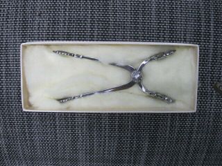 Vintage Sterling Silver Georg Jensen Sugar Cube Tongs Marked Mid Century W/box