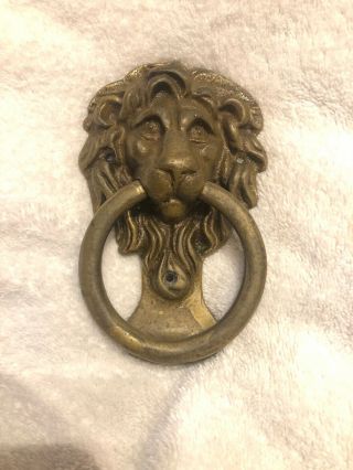 Vintage Solid Brass Door Knocker Lion Head Art Deco