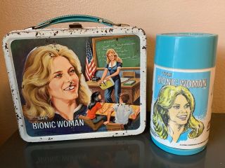 Vintage 1978 The Bionic Woman Lunchbox And Thermos