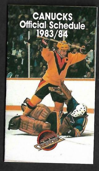 Vancouver Canucks 1983 - 84 Schedule,  Nhl Hockey,  4 Page Fold Out,  2 1/2 " X 4 1/4 "