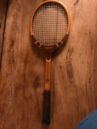 Vintage Tad Davis Imperial Wooden Tennis Racket 4l Custom Made In Usa