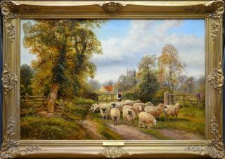 Large Fine Antique 19thC Oil Painting of English Victorian Landscape 2